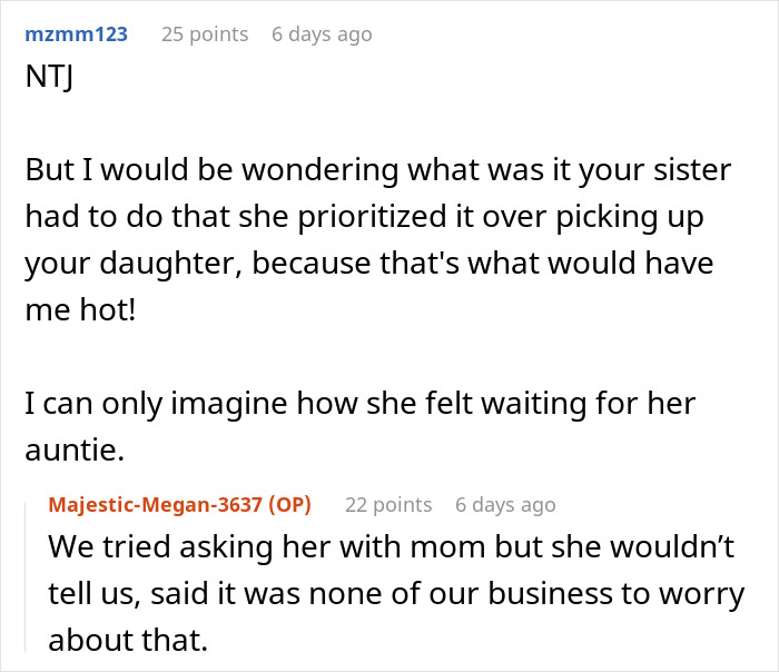 Aunt Leaves 8YO Niece Alone At School, Sends Sis A Payment Request For Past Favors After Getting Banned Aunt Leaves 8YO Niece Alone At School, Sends Sis A Payment Request For Past Favors After Getting Banned