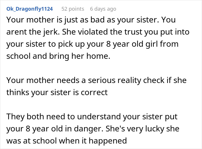 Aunt Leaves 8YO Niece Alone At School, Sends Sis A Payment Request For Past Favors After Getting Banned Aunt Leaves 8YO Niece Alone At School, Sends Sis A Payment Request For Past Favors After Getting Banned