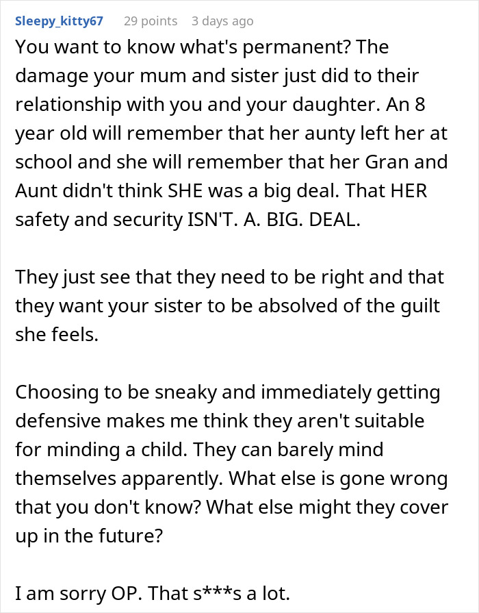 Aunt Leaves 8YO Niece Alone At School, Sends Sis A Payment Request For Past Favors After Getting Banned Aunt Leaves 8YO Niece Alone At School, Sends Sis A Payment Request For Past Favors After Getting Banned