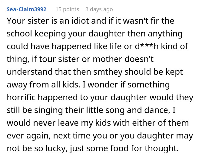 Aunt Leaves 8YO Niece Alone At School, Sends Sis A Payment Request For Past Favors After Getting Banned Aunt Leaves 8YO Niece Alone At School, Sends Sis A Payment Request For Past Favors After Getting Banned