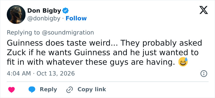 Mark Zuckerberg’s Bizarre Behavior While “Pretending” To Enjoy Guinness Sparks Online Firestorm Mark Zuckerberg’s Bizarre Behavior While “Pretending” To Enjoy Guinness Sparks Online Firestorm