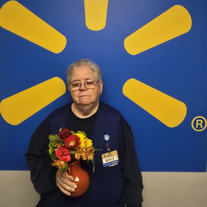 Walmart Employee Gayle Becomes Viral Poster Child For Workers’ Rage After They Discover Her Retirement Gift Walmart Employee Gayle Becomes Viral Poster Child For Workers’ Rage After They Discover Her Retirement Gift