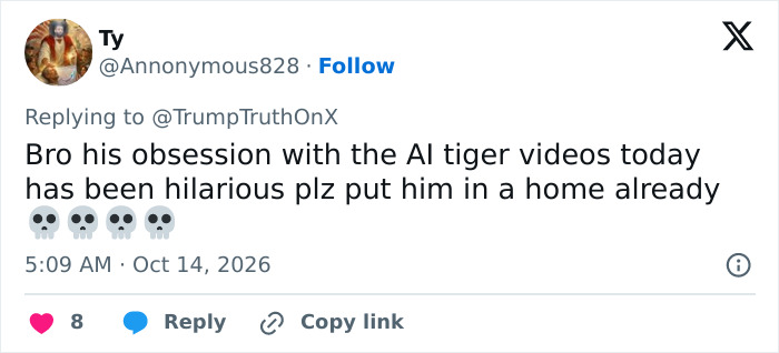 Even MAGA Turns On Trump Over “Disgusting” Tiger Video Just After Yorkshire Tragedy
