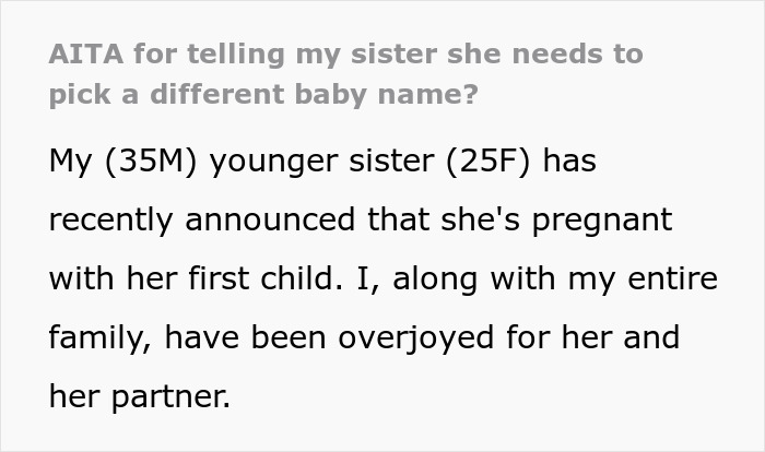 Sister’s Happy Pregnancy Turns Sour After She Reveals The Name She Picked For Her Baby