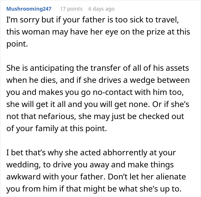 Groom’s Stepmom Spends $6,400 On Luxuries For The Wedding, Leaves Son With All The Bills And Vanishes Groom’s Stepmom Spends $6,400 On Luxuries For The Wedding, Leaves Son With All The Bills And Vanishes