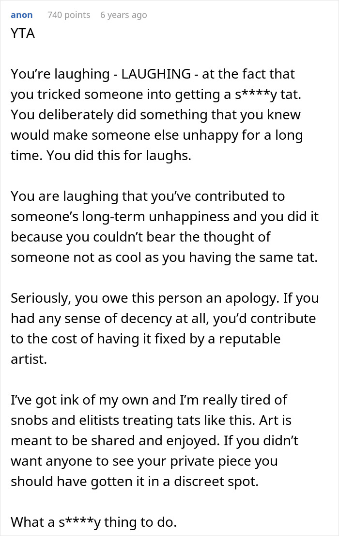 Woman Purposefully Tricks Friend To Go To A Bad Tattoo Artist, Laughs When It Gets Infected Woman Purposefully Tricks Friend To Go To A Bad Tattoo Artist, Laughs When It Gets Infected