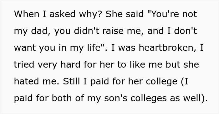 Stepdaughter Makes Sure Stepdad Knows She Hates Him, Still Shocked He Might Not Fund Her Wedding