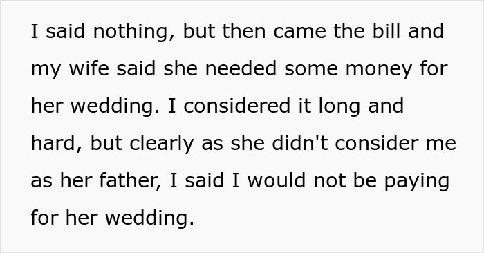 Stepdaughter Makes Sure Stepdad Knows She Hates Him, Still Shocked He Might Not Fund Her Wedding