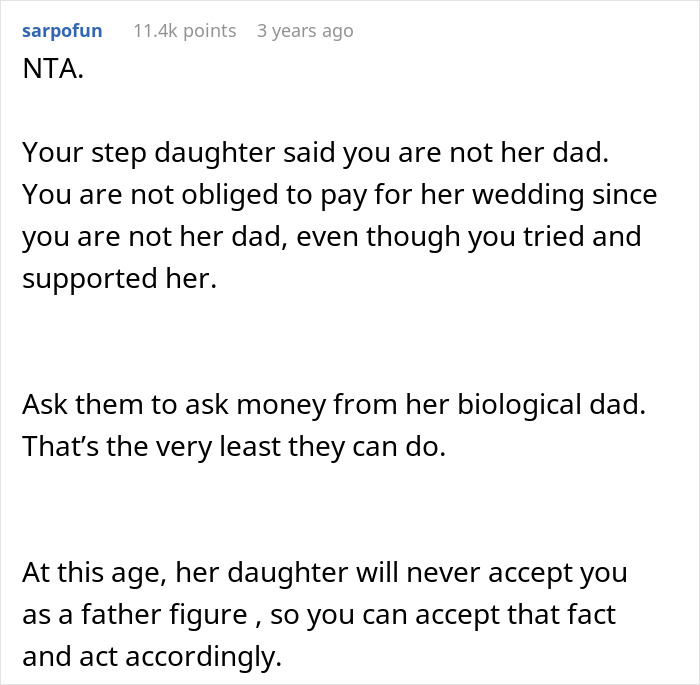 Stepdaughter Makes Sure Stepdad Knows She Hates Him, Still Shocked He Might Not Fund Her Wedding