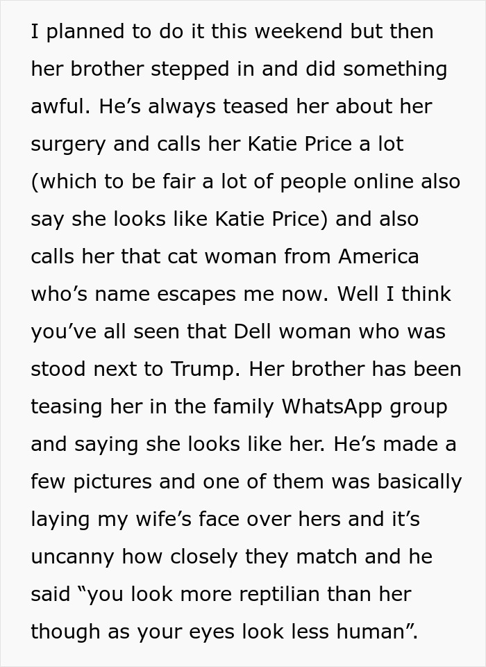 Brother&rsquo;s Cruel Jokes About His Sister&rsquo;s Surgeries Leave Her Devastated And Her Husband Unable To Leave