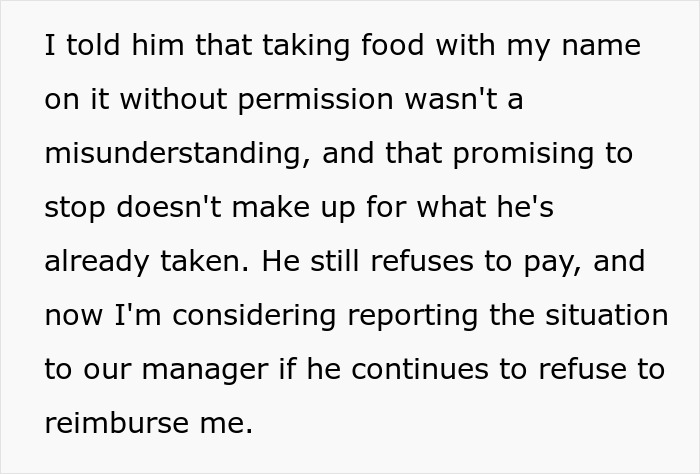 Guy Treats Coworker’s Lunches Like A Free Office Buffet, Loses His Appetite When Handed A $70 Bill Guy Treats Coworker’s Lunches Like A Free Office Buffet, Loses His Appetite When Handed A $70 Bill