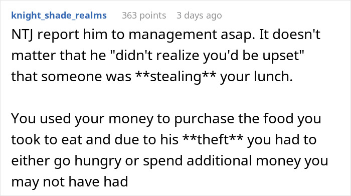 Guy Treats Coworker’s Lunches Like A Free Office Buffet, Loses His Appetite When Handed A $70 Bill Guy Treats Coworker’s Lunches Like A Free Office Buffet, Loses His Appetite When Handed A $70 Bill