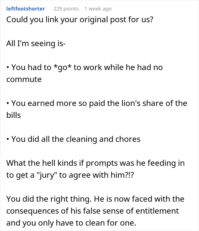 Lazy Guy Refuses To Do Housework, Gets AI Jury To Back Him Up And It Backfires Horribly Lazy Guy Refuses To Do Housework, Gets AI Jury To Back Him Up And It Backfires Horribly