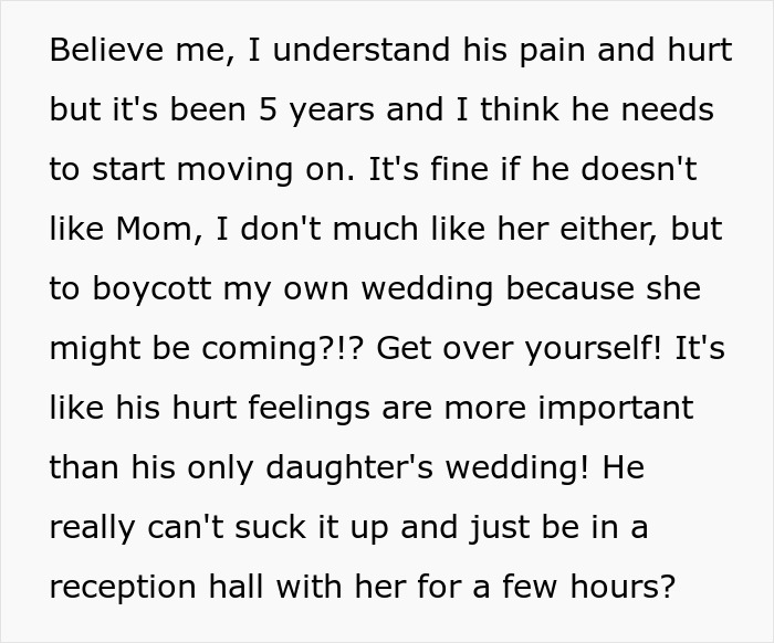 Dad Threatens To Skip Daughter’s Wedding If She Invites Cheater Mom, She’s Fed Up With Their Drama Dad Threatens To Skip Daughter’s Wedding If She Invites Cheater Mom, She’s Fed Up With Their Drama