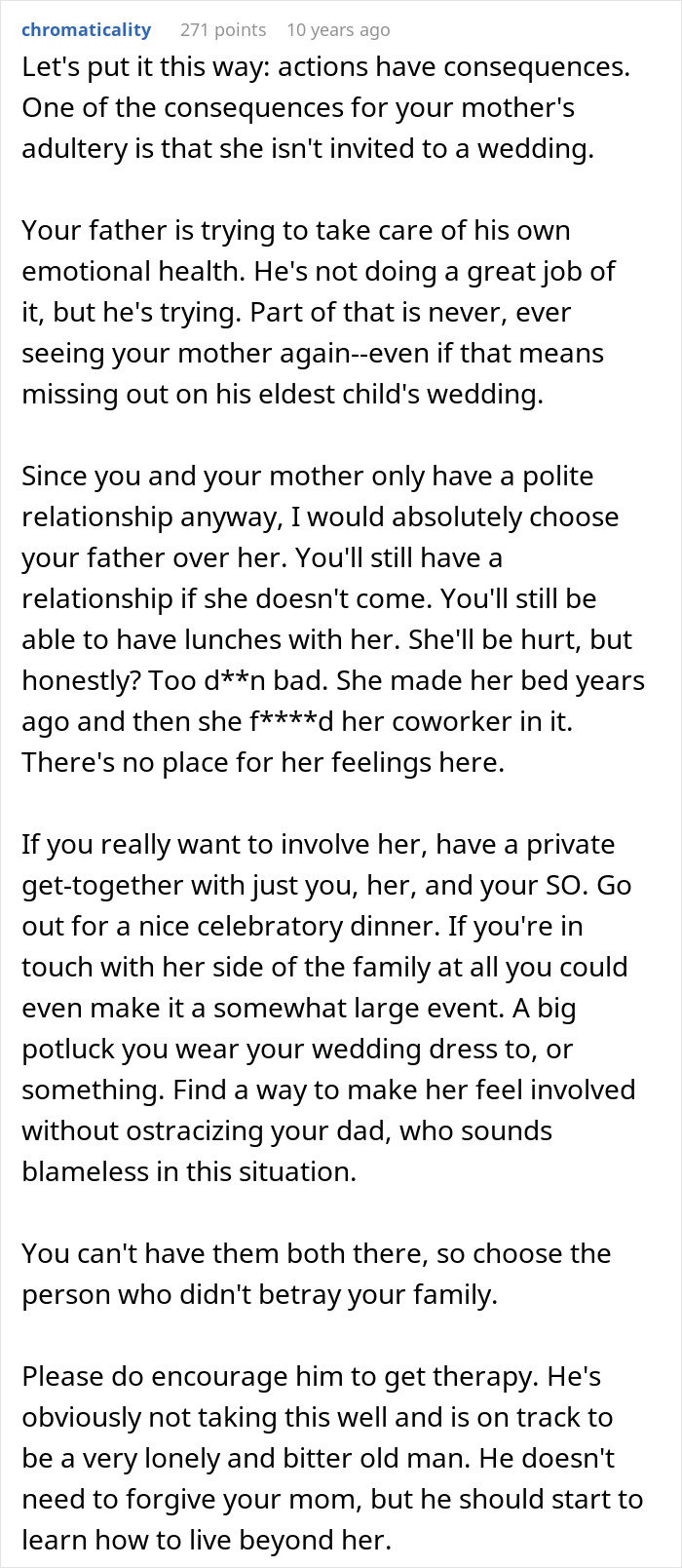 Dad Threatens To Skip Daughter’s Wedding If She Invites Cheater Mom, She’s Fed Up With Their Drama Dad Threatens To Skip Daughter’s Wedding If She Invites Cheater Mom, She’s Fed Up With Their Drama