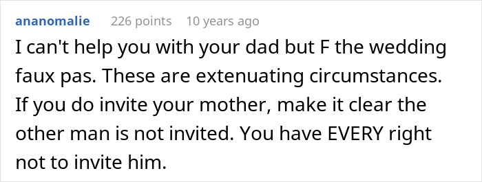 Dad Threatens To Skip Daughter’s Wedding If She Invites Cheater Mom, She’s Fed Up With Their Drama Dad Threatens To Skip Daughter’s Wedding If She Invites Cheater Mom, She’s Fed Up With Their Drama
