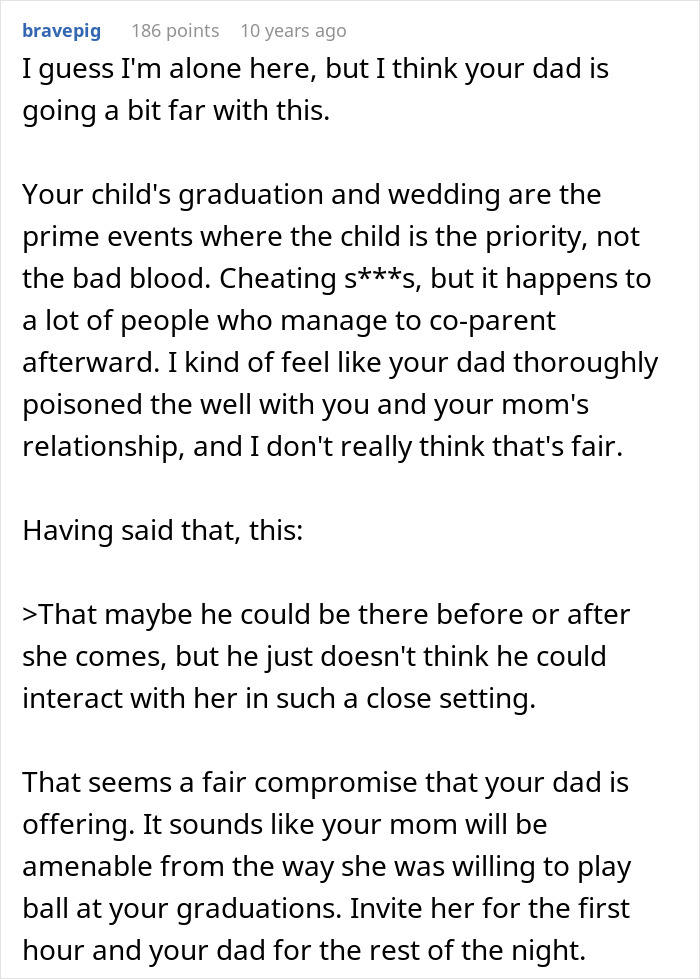 Dad Threatens To Skip Daughter’s Wedding If She Invites Cheater Mom, She’s Fed Up With Their Drama Dad Threatens To Skip Daughter’s Wedding If She Invites Cheater Mom, She’s Fed Up With Their Drama