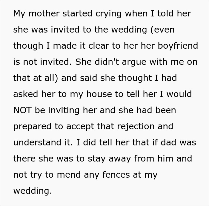 Dad Threatens To Skip Daughter’s Wedding If She Invites Cheater Mom, She’s Fed Up With Their Drama Dad Threatens To Skip Daughter’s Wedding If She Invites Cheater Mom, She’s Fed Up With Their Drama