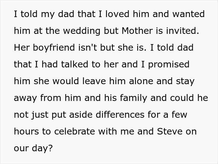 Dad Threatens To Skip Daughter’s Wedding If She Invites Cheater Mom, She’s Fed Up With Their Drama Dad Threatens To Skip Daughter’s Wedding If She Invites Cheater Mom, She’s Fed Up With Their Drama