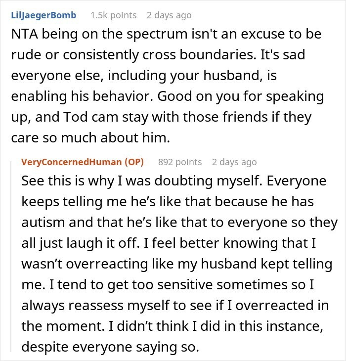 Woman Has Enough Of Husband&rsquo;s Friend Who Excuses His Behavior With Autism, Kicks Him Out