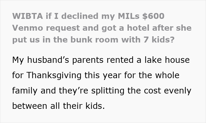 “You Guys Are The Fun Ones”: MIL Charges Child-Free Couple $600 To Share Bunk Room With 7 Kids “You Guys Are The Fun Ones”: MIL Charges Child-Free Couple $600 To Share Bunk Room With 7 Kids