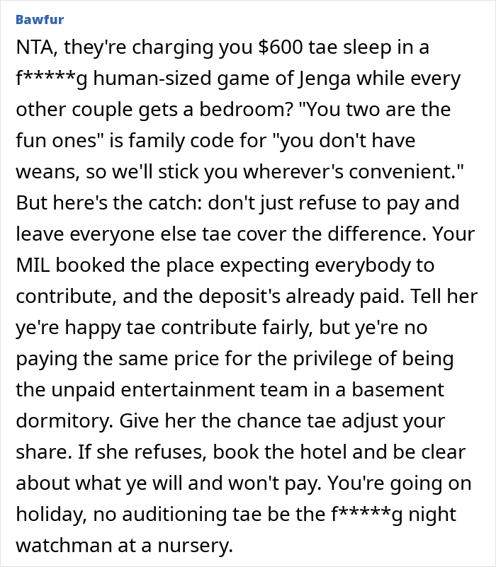 “You Guys Are The Fun Ones”: MIL Charges Child-Free Couple $600 To Share Bunk Room With 7 Kids “You Guys Are The Fun Ones”: MIL Charges Child-Free Couple $600 To Share Bunk Room With 7 Kids
