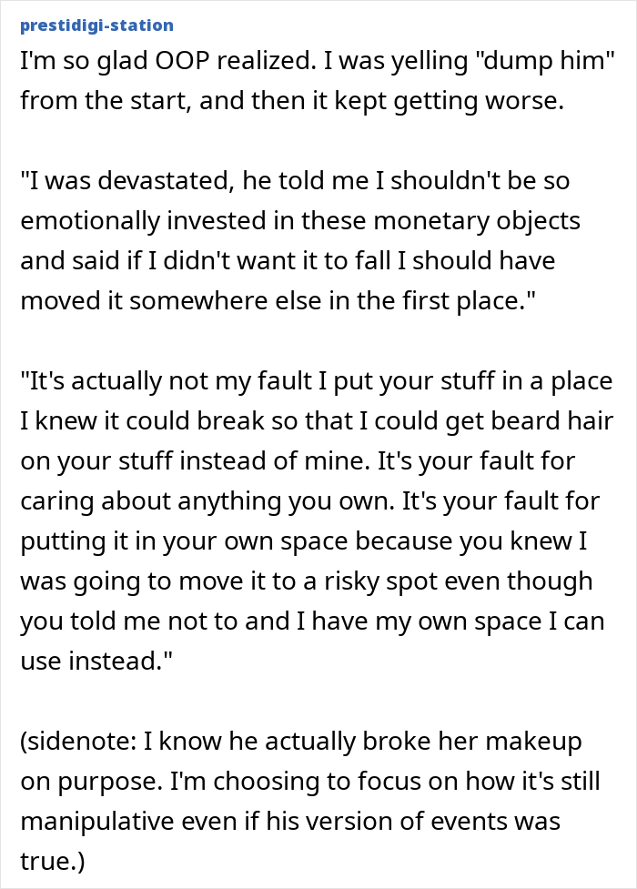 Guy Destroys GF&rsquo;s &pound;200 Makeup Collection, Then Lectures Her About Being Too Attached To Her Stuff