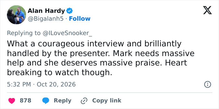 Reporter Praised For Response After Star Breaks Down And Reveals He’s In A “Bad Place” Mid-Interview