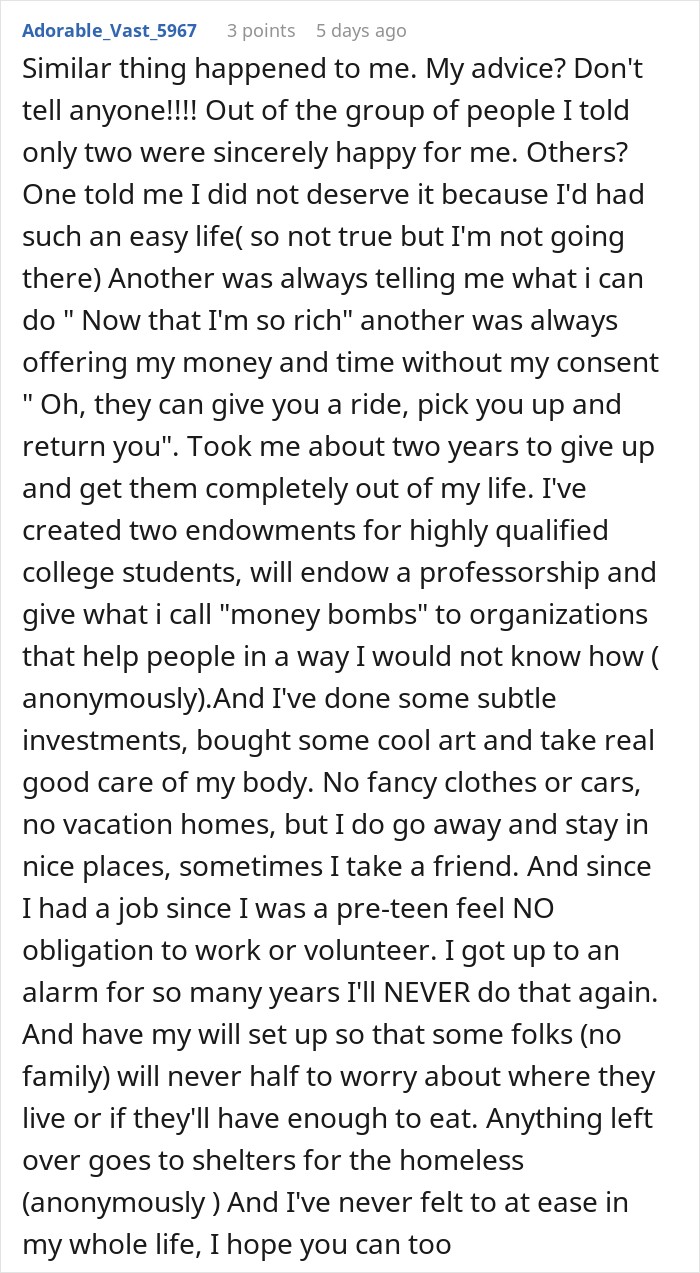 Woman Gets A Life-Changing Inheritance While Sis Gets A Fraction, Decides Her New Life Should Be A Secret Woman Gets A Life-Changing Inheritance While Sis Gets A Fraction, Decides Her New Life Should Be A Secret