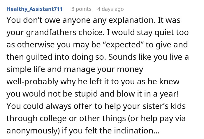Woman Gets A Life-Changing Inheritance While Sis Gets A Fraction, Decides Her New Life Should Be A Secret Woman Gets A Life-Changing Inheritance While Sis Gets A Fraction, Decides Her New Life Should Be A Secret