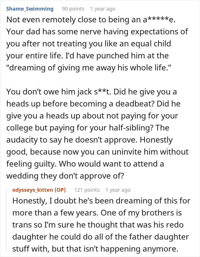 Dad Does The Bare Minimum For 25 Years, Mad When Daughter Won’t Give Him The Biggest Wedding Honor Dad Does The Bare Minimum For 25 Years, Mad When Daughter Won’t Give Him The Biggest Wedding Honor