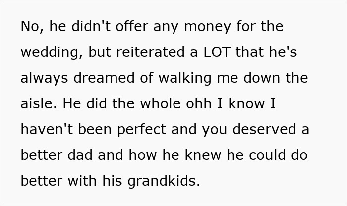 Dad Does The Bare Minimum For 25 Years, Mad When Daughter Won’t Give Him The Biggest Wedding Honor Dad Does The Bare Minimum For 25 Years, Mad When Daughter Won’t Give Him The Biggest Wedding Honor