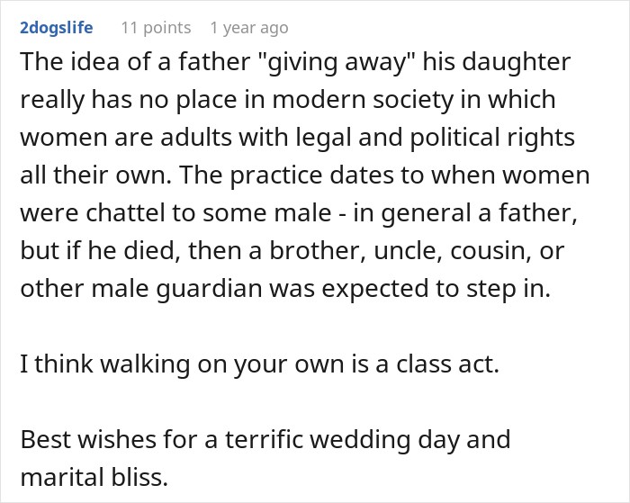 Dad Does The Bare Minimum For 25 Years, Mad When Daughter Won’t Give Him The Biggest Wedding Honor Dad Does The Bare Minimum For 25 Years, Mad When Daughter Won’t Give Him The Biggest Wedding Honor