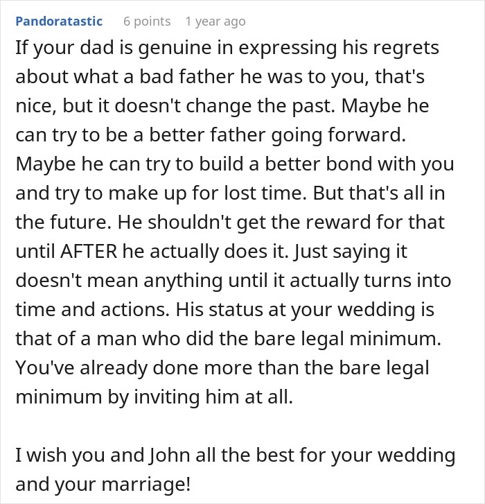 Dad Does The Bare Minimum For 25 Years, Mad When Daughter Won’t Give Him The Biggest Wedding Honor Dad Does The Bare Minimum For 25 Years, Mad When Daughter Won’t Give Him The Biggest Wedding Honor