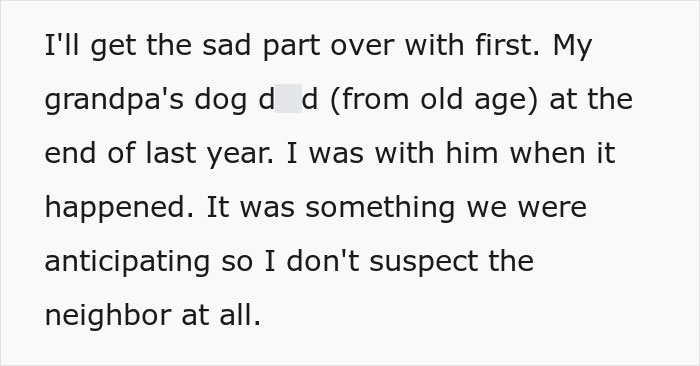 Man Asks Grandpa&rsquo;s Neighbor To Keep Quiet For The Sake Of An Old Dog, Gets A Witchy Stalker In Return