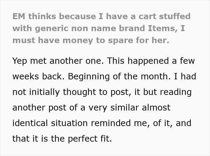 Woman Sees Stranger’s Overflowing Cart And Decides She Must Have Money To Spare Woman Sees Stranger’s Overflowing Cart And Decides She Must Have Money To Spare