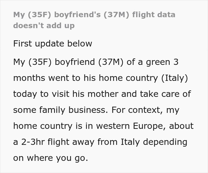 Guy Takes An Imaginary Flight To Italy, His Story Falls Apart As GF Checks The Flight Tracker