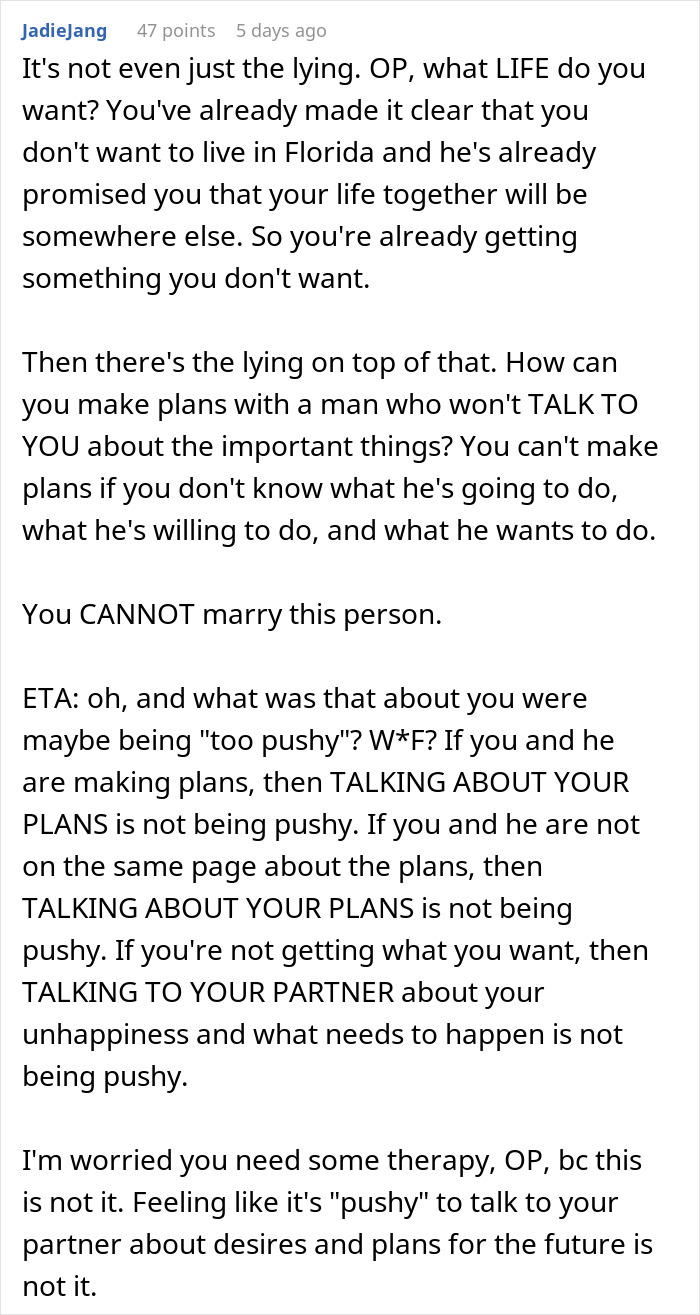 Man Thinks He’s Getting Married In 2 Weeks, Fiancé’s 3-Year Lie Has Him Packing His Bags Instead Man Thinks He’s Getting Married In 2 Weeks, Fiancé’s 3-Year Lie Has Him Packing His Bags Instead