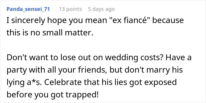 Man Thinks He’s Getting Married In 2 Weeks, Fiancé’s 3-Year Lie Has Him Packing His Bags Instead Man Thinks He’s Getting Married In 2 Weeks, Fiancé’s 3-Year Lie Has Him Packing His Bags Instead