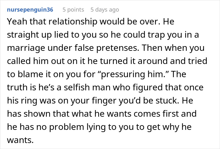 Man Thinks He’s Getting Married In 2 Weeks, Fiancé’s 3-Year Lie Has Him Packing His Bags Instead Man Thinks He’s Getting Married In 2 Weeks, Fiancé’s 3-Year Lie Has Him Packing His Bags Instead