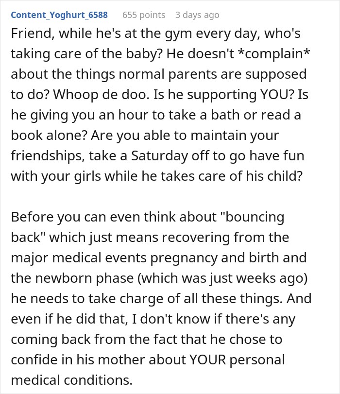 Husband&rsquo;s Secret Texts To His Mom About His Wife&rsquo;s Postpartum Body Leave Her Wishing He&rsquo;d Cheated
