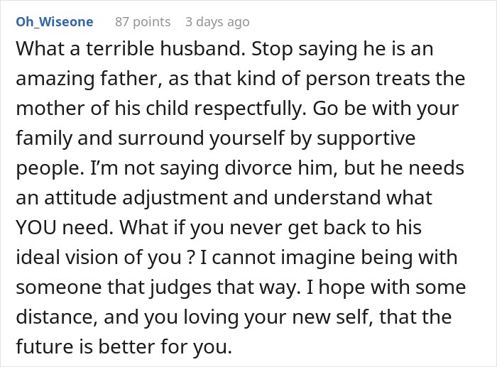 Husband&rsquo;s Secret Texts To His Mom About His Wife&rsquo;s Postpartum Body Leave Her Wishing He&rsquo;d Cheated
