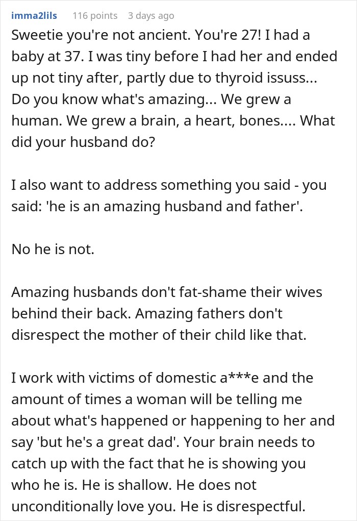Husband&rsquo;s Secret Texts To His Mom About His Wife&rsquo;s Postpartum Body Leave Her Wishing He&rsquo;d Cheated