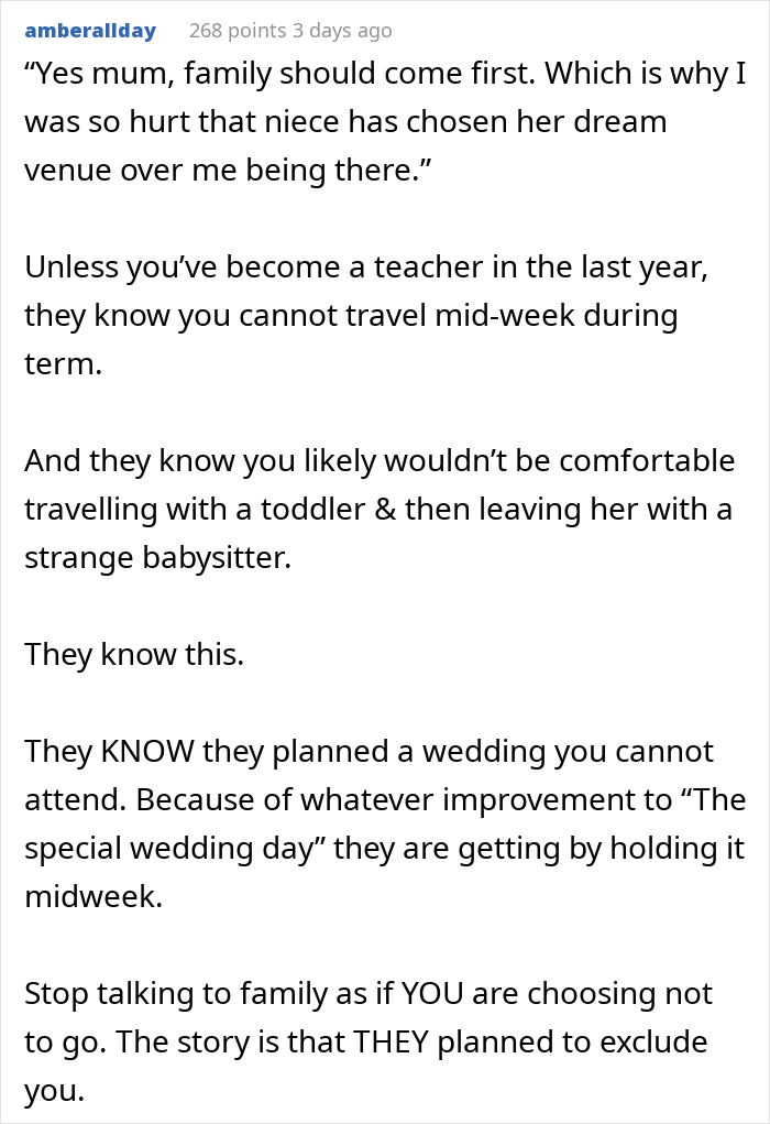 Parents Expect Daughter To Sacrifice Everything Just To Attend Niece&rsquo;s Wedding Because Family Comes First