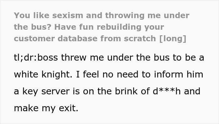 Boss Throws Loyal IT Guy Under The Bus For A New Manager Who Barely Knows The Job Boss Throws Loyal IT Guy Under The Bus For A New Manager Who Barely Knows The Job