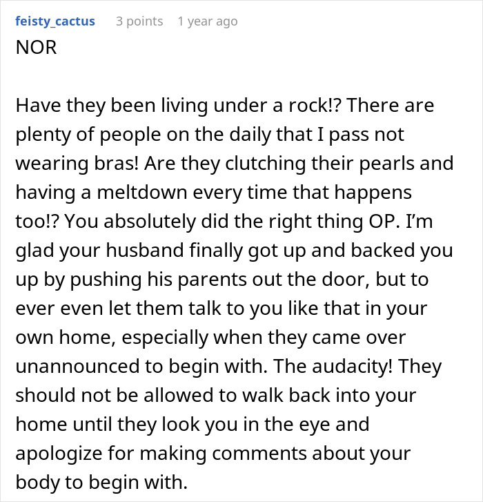 Woman Kicks Out In-Laws After MIL Shames DIL For Not Wearing A Bra At Home, They Leave In A Huff