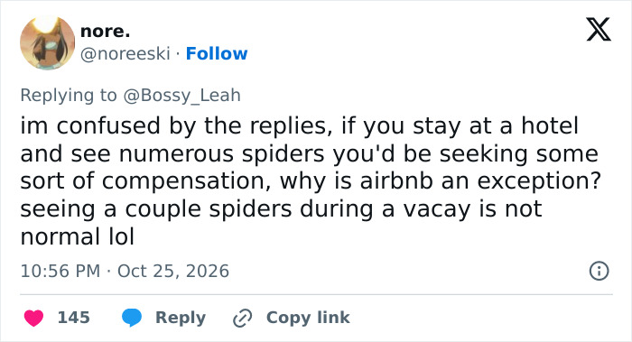 Woman Blasts Airbnb Host After Finding Spiders In Her Rental, But The Internet Turns On Her