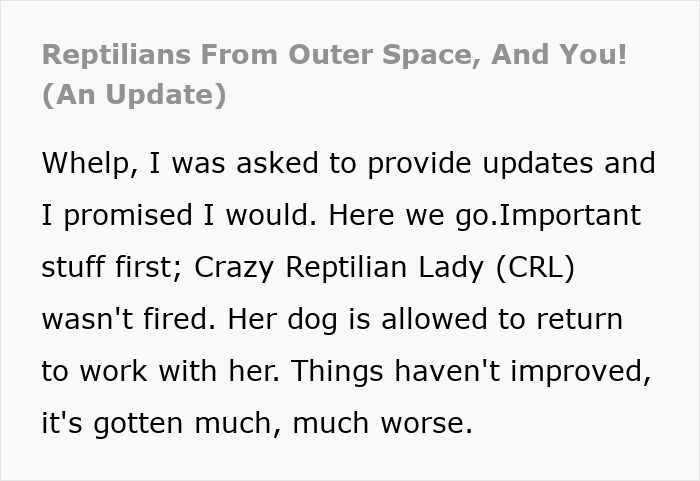 Hotel Tells Employee To Not Bring Untrained Dog To Work, She Calls Them “Satanic Reptilian Illuminati”