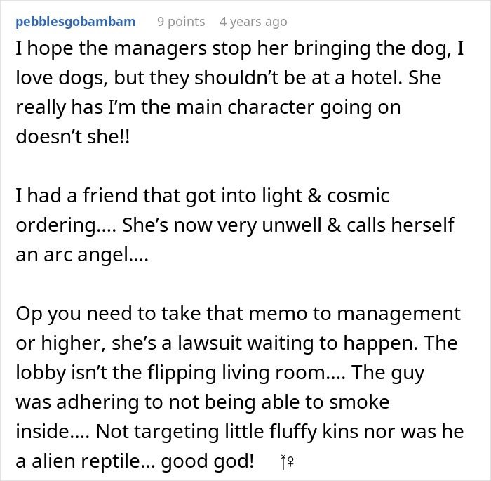 Hotel Tells Employee To Not Bring Untrained Dog To Work, She Calls Them “Satanic Reptilian Illuminati”