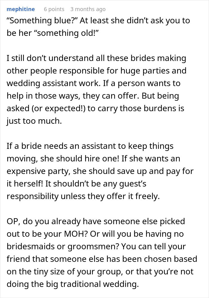 Bride Promised Her Friend The MOH Spot For 15 Years, Then Asked Her To Fetch Drinks At The Wedding Bride Promised Her Friend The MOH Spot For 15 Years, Then Asked Her To Fetch Drinks At The Wedding